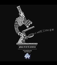 a black and white image of a microscope with the words'glass of art and science'