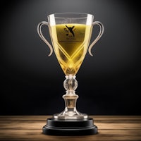 a trophy cup on a dark background