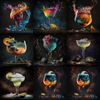 a collection of different cocktails with different colors