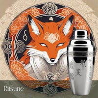 a silver fox with a chinese character on it