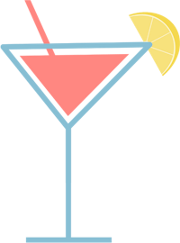 a martini glass with a slice of lemon