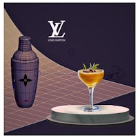 an image of a cocktail with a bottle on top of it